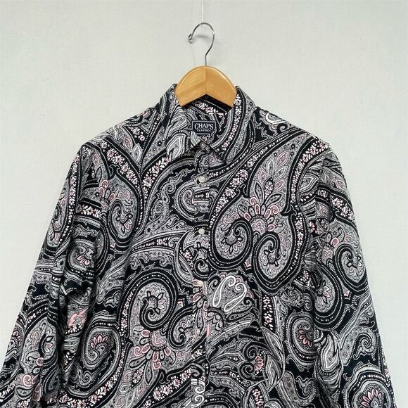Chaps Women's Long Sleeve Paisley Button-Up Blouse Top Size 1X Floral M185 -4 - Picture 9 of 13